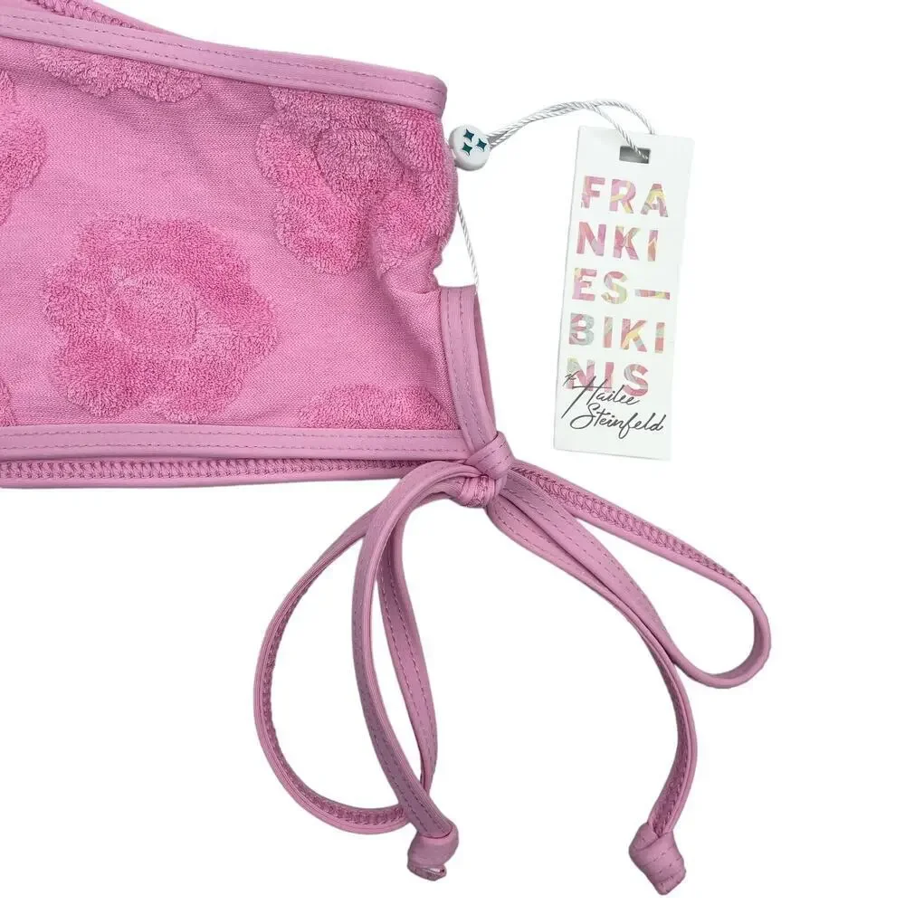 NWT HAILEE STEINFELD X FRANKIES BIKINIS Cove Floral Terry Bikini Top Sz Small
